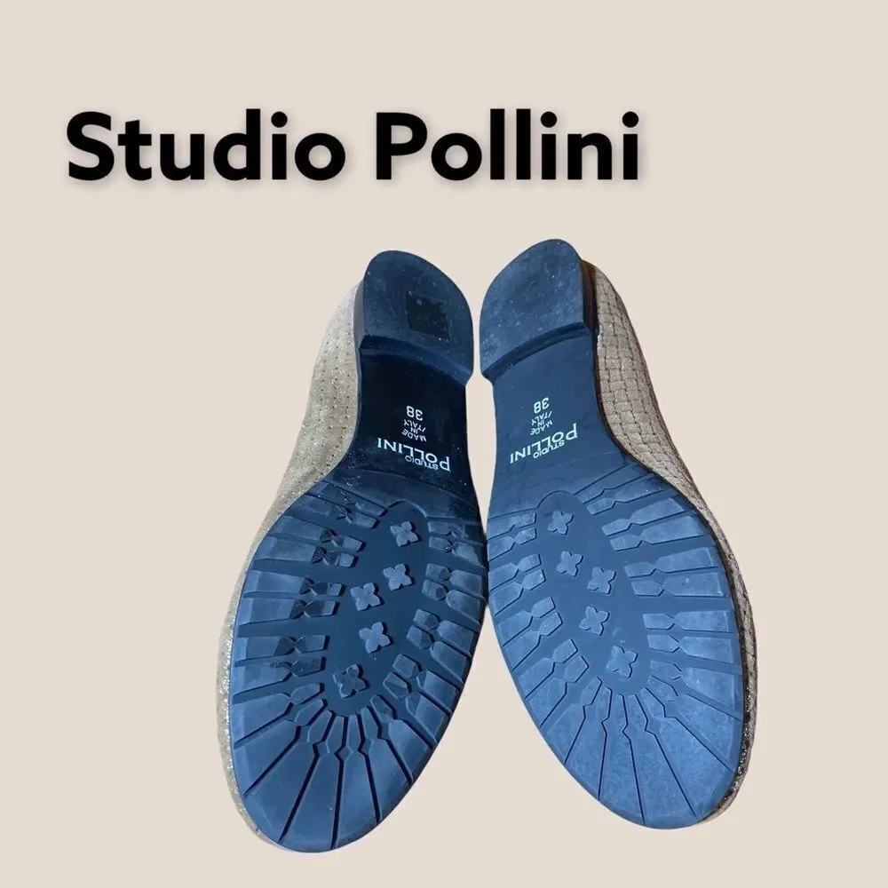 Studio Pollini Gold Leather Flats 38 6.5